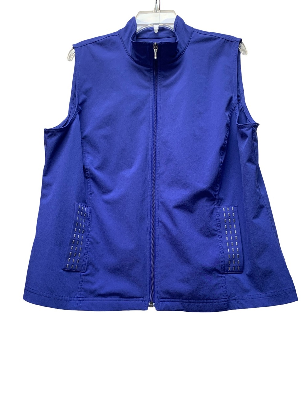Sleeveless Zip-Front Vest in Cobalt Blue
